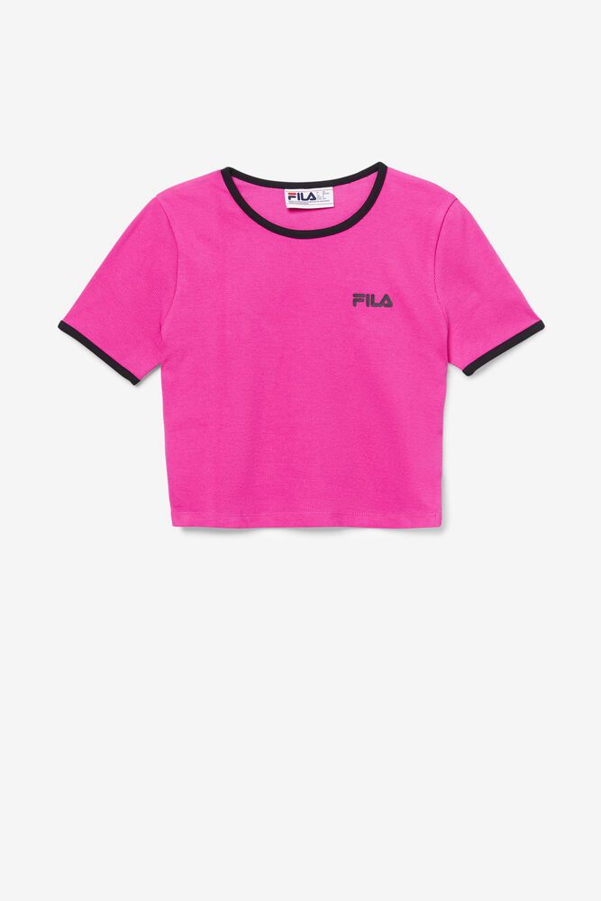 Fila Perla Crop Top T-Shirt Pink - Womens - 78632BTZX